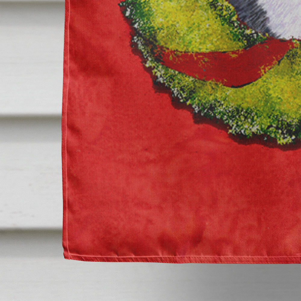 Akita Cristmas Wreath House Flag 28x40 Porch Sleeve Pole Decorative Outside Yard Banner Artwork Wall Hanging, Polyester
