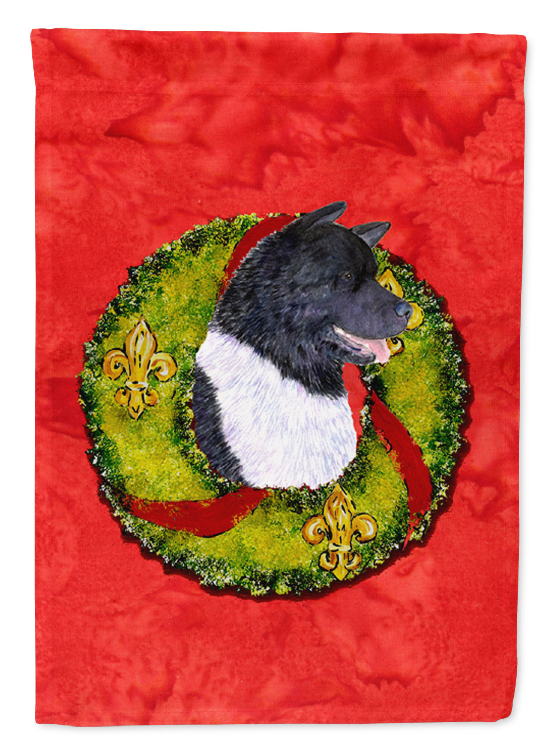 Akita Cristmas Wreath Garden Flag Mailbox Decorative Yard Banner Outside Patio Artwork for Flower Beds, Garden Size, Multicolor