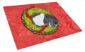 Akita Cristmas Wreath Cutting Board Tempered Glass Kitchen Cutting Surface, Heat Resistant Chopping, Non-Slip Feet, Food Prep & Serving