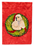 Cocker Spaniel Cristmas Wreath House Flag 28x40 Porch Sleeve Pole Decorative Outside Yard Banner Artwork Wall Hanging, Polyester