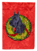 Schnauzer Cristmas Wreath House Flag 28x40 Porch Sleeve Pole Decorative Outside Yard Banner Artwork Wall Hanging, Polyester