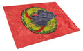Schnauzer Cristmas Wreath Cutting Board Tempered Glass Kitchen Cutting Surface, Heat Resistant Chopping, Non-Slip Feet, Food Prep & Serving