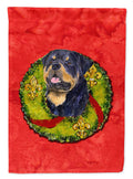Rottweiler Cristmas Wreath House Flag 28x40 Porch Sleeve Pole Decorative Outside Yard Banner Artwork Wall Hanging, Polyester
