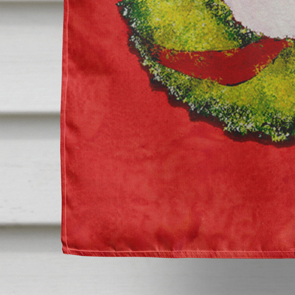 Bichon Frise Cristmas Wreath House Flag 28x40 Porch Sleeve Pole Decorative Outside Yard Banner Artwork Wall Hanging, Polyester