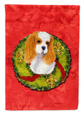 Cavalier Spaniel Cristmas Wreath House Flag 28x40 Porch Sleeve Pole Decorative Outside Yard Banner Artwork Wall Hanging, Polyester