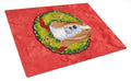 Basset Hound Cristmas Wreath Cutting Board Tempered Glass Kitchen Cutting Surface, Heat Resistant Chopping, Non-Slip Feet, Food Prep & Serving