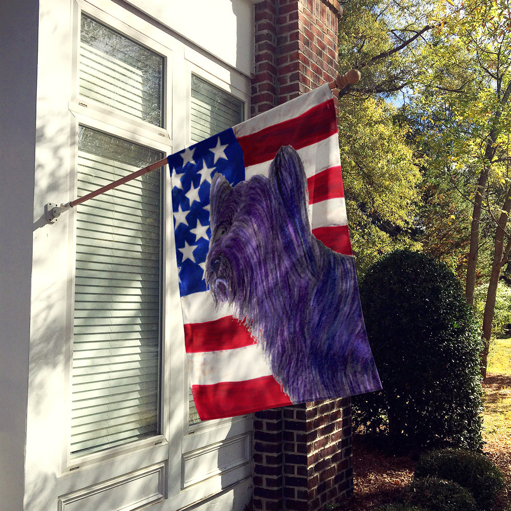 USA American Flag with Skye Terrier House Flag 28x40 Porch Sleeve Pole Decorative Outside Yard Banner Artwork Wall Hanging, Polyester
