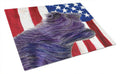 USA American Flag with Skye Terrier Cutting Board Tempered Glass Kitchen Cutting Surface, Heat Resistant Chopping, Non-Slip Feet, Food Prep & Serving