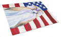 USA American Flag with Shih Tzu Cutting Board Tempered Glass Kitchen Cutting Surface, Heat Resistant Chopping, Non-Slip Feet, Food Prep & Serving