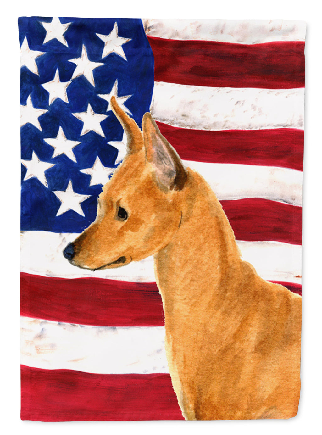 USA American Flag with Min Pin House Flag 28x40 Porch Sleeve Pole Decorative Outside Yard Banner Artwork Wall Hanging, Polyester