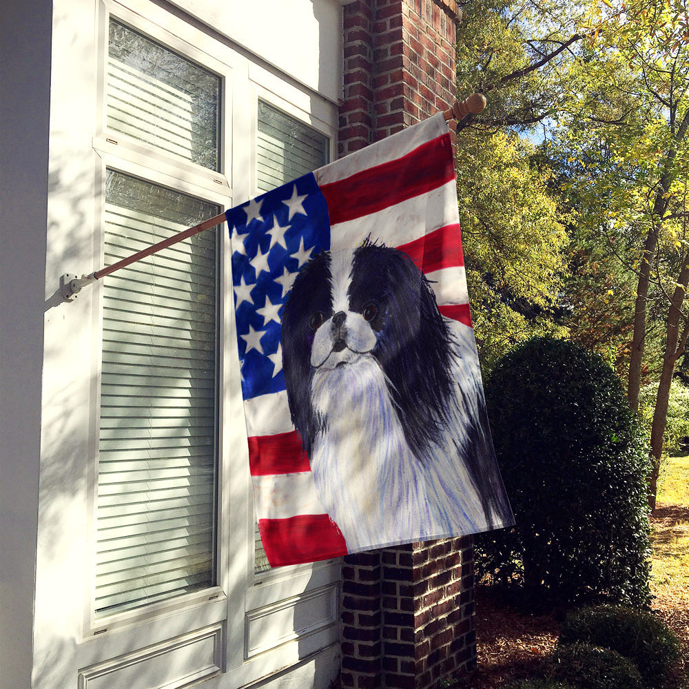 USA American Flag with Japanese Chin House Flag 28x40 Porch Sleeve Pole Decorative Outside Yard Banner Artwork Wall Hanging, Polyester