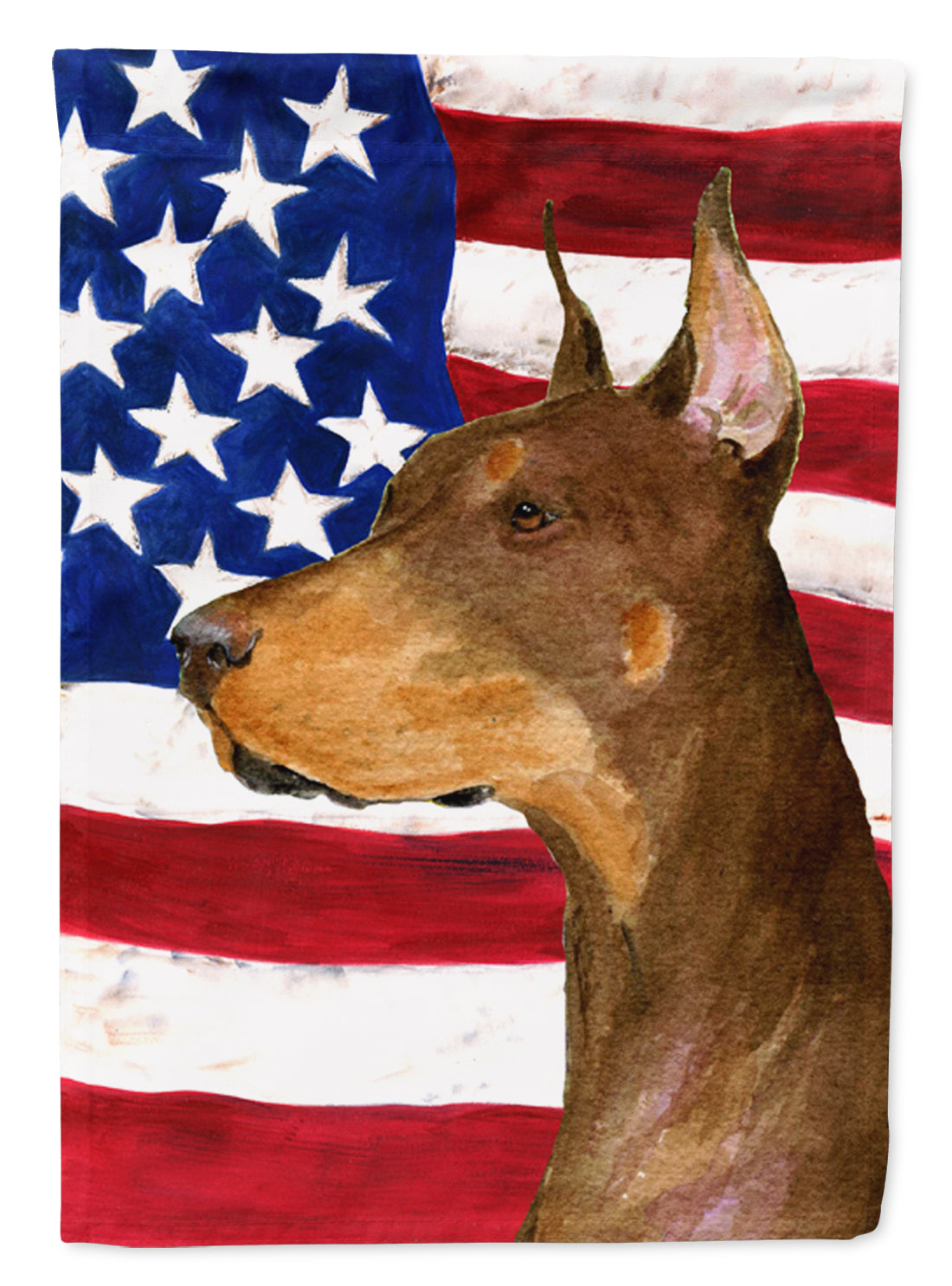 USA American Flag with Doberman House Flag 28x40 Porch Sleeve Pole Decorative Outside Yard Banner Artwork Wall Hanging, Polyester