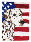 USA American Flag with Dalmatian House Flag 28x40 Porch Sleeve Pole Decorative Outside Yard Banner Artwork Wall Hanging, Polyester