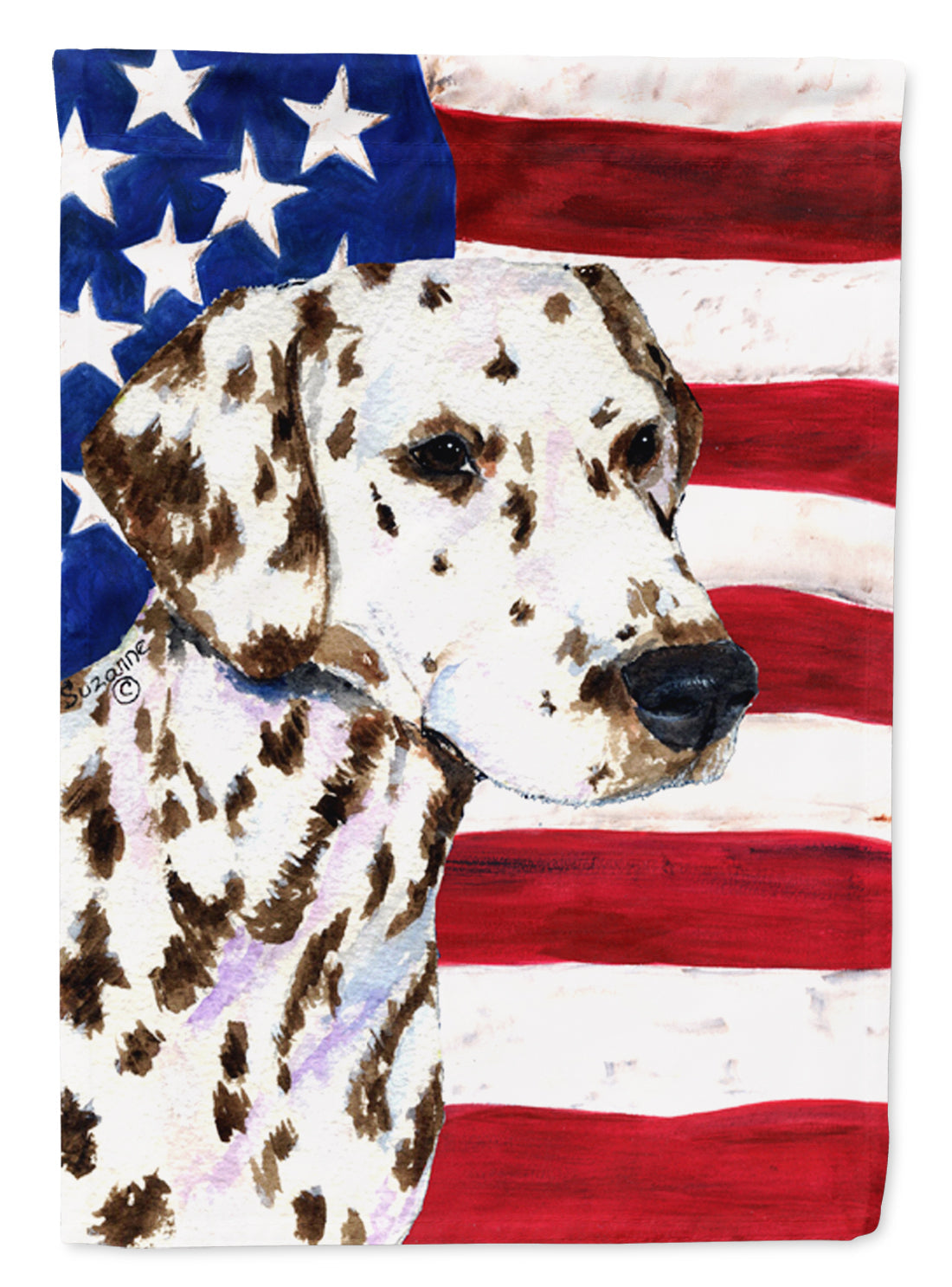 USA American Flag with Dalmatian House Flag 28x40 Porch Sleeve Pole Decorative Outside Yard Banner Artwork Wall Hanging, Polyester