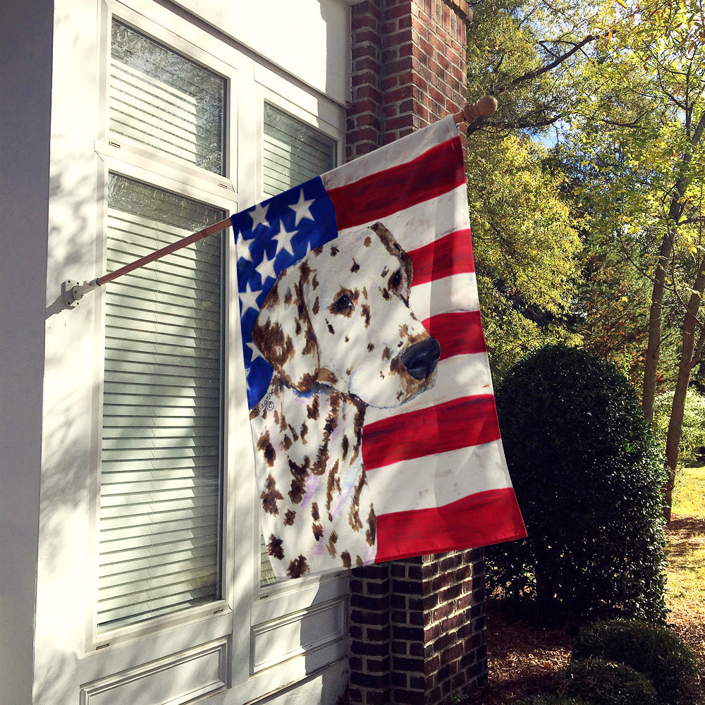 USA American Flag with Dalmatian House Flag 28x40 Porch Sleeve Pole Decorative Outside Yard Banner Artwork Wall Hanging, Polyester