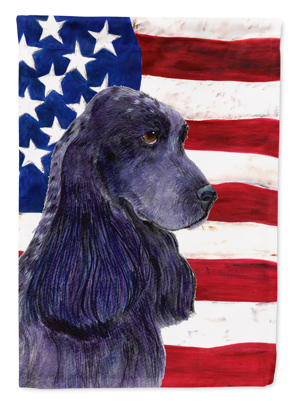 USA American Flag with Cocker Spaniel House Flag 28x40 Porch Sleeve Pole Decorative Outside Yard Banner Artwork Wall Hanging, Polyester