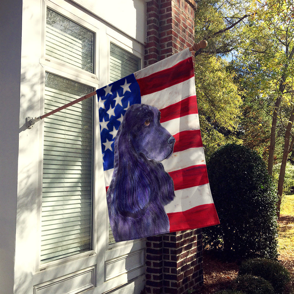 USA American Flag with Cocker Spaniel House Flag 28x40 Porch Sleeve Pole Decorative Outside Yard Banner Artwork Wall Hanging, Polyester