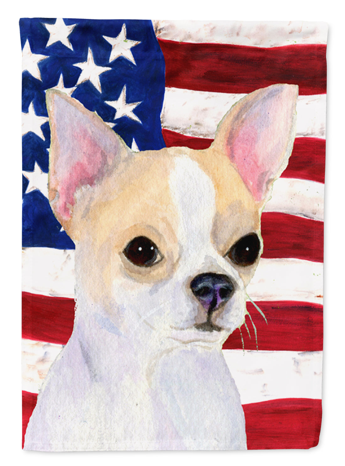 USA American Flag with Chihuahua House Flag 28x40 Porch Sleeve Pole Decorative Outside Yard Banner Artwork Wall Hanging, Polyester