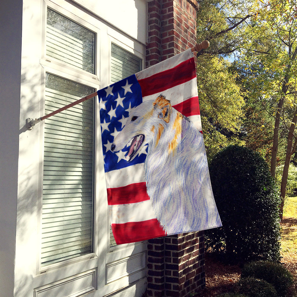 USA American Flag with Borzoi House Flag 28x40 Porch Sleeve Pole Decorative Outside Yard Banner Artwork Wall Hanging, Polyester
