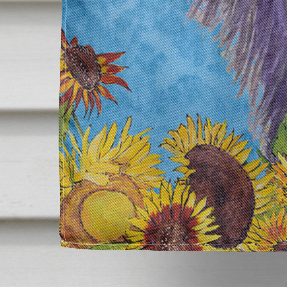 Skye Terrier in Summer Flowers House Flag 28x40 Porch Sleeve Pole Decorative Outside Yard Banner Artwork Wall Hanging, Polyester