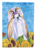 Shih Tzu in Summer Flowers House Flag 28x40 Porch Sleeve Pole Decorative Outside Yard Banner Artwork Wall Hanging, Polyester