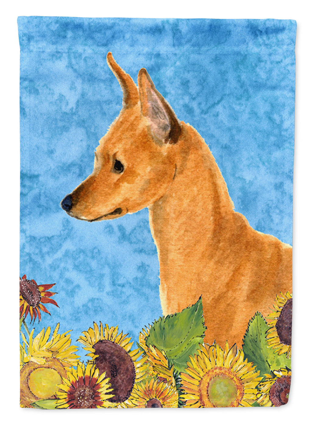 Min Pin in Summer Flowers House Flag 28x40 Porch Sleeve Pole Decorative Outside Yard Banner Artwork Wall Hanging, Polyester