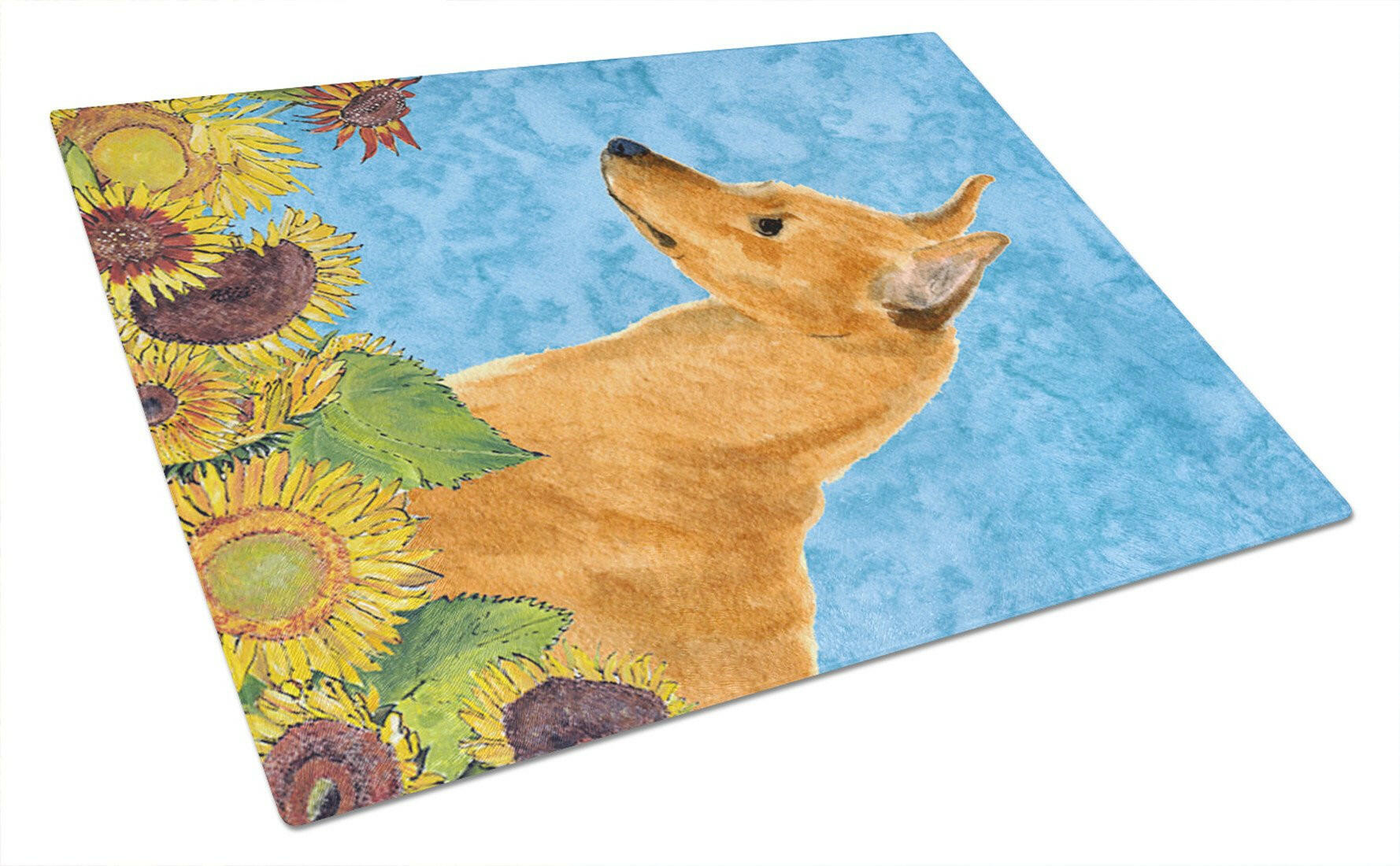 Min Pin in Summer Flowers Cutting Board Tempered Glass Kitchen Cutting Surface, Heat Resistant Chopping, Non-Slip Feet, Food Prep & Serving
