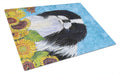 Japanese Chin in Summer Flowers Cutting Board Tempered Glass Kitchen Cutting Surface, Heat Resistant Chopping, Non-Slip Feet, Food Prep & Serving