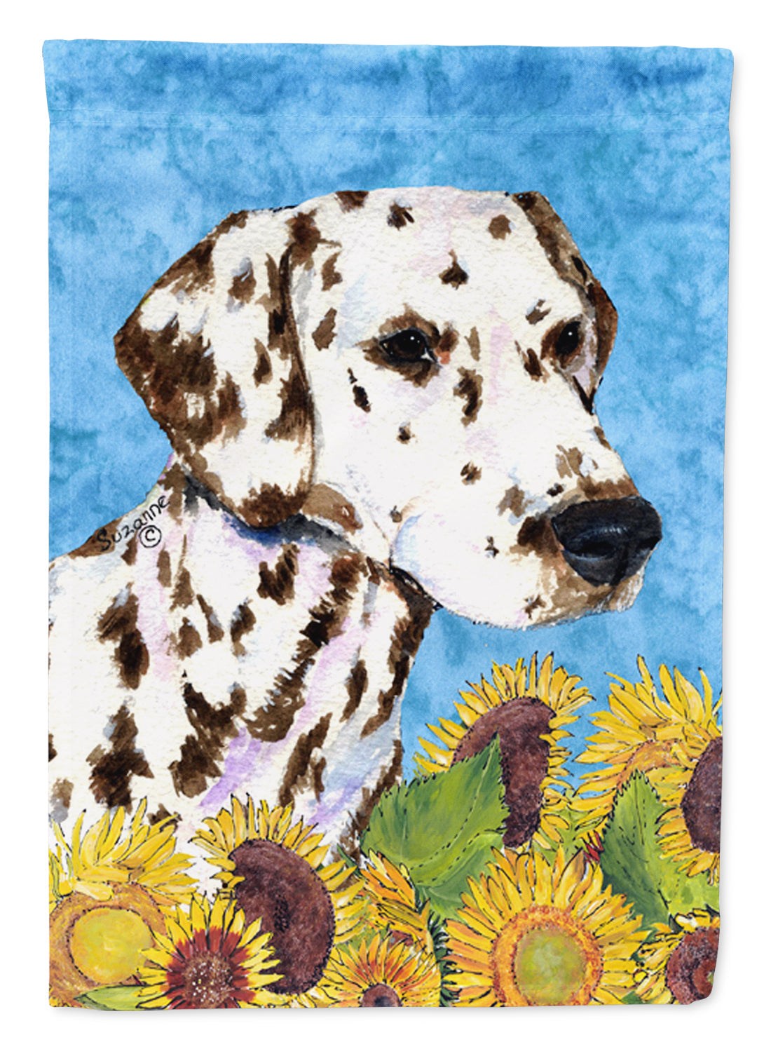 Dalmatian in Summer Flowers House Flag 28x40 Porch Sleeve Pole Decorative Outside Yard Banner Artwork Wall Hanging, Polyester