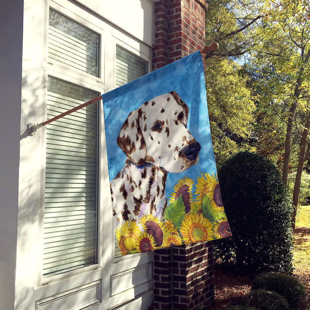 Dalmatian in Summer Flowers House Flag 28x40 Porch Sleeve Pole Decorative Outside Yard Banner Artwork Wall Hanging, Polyester