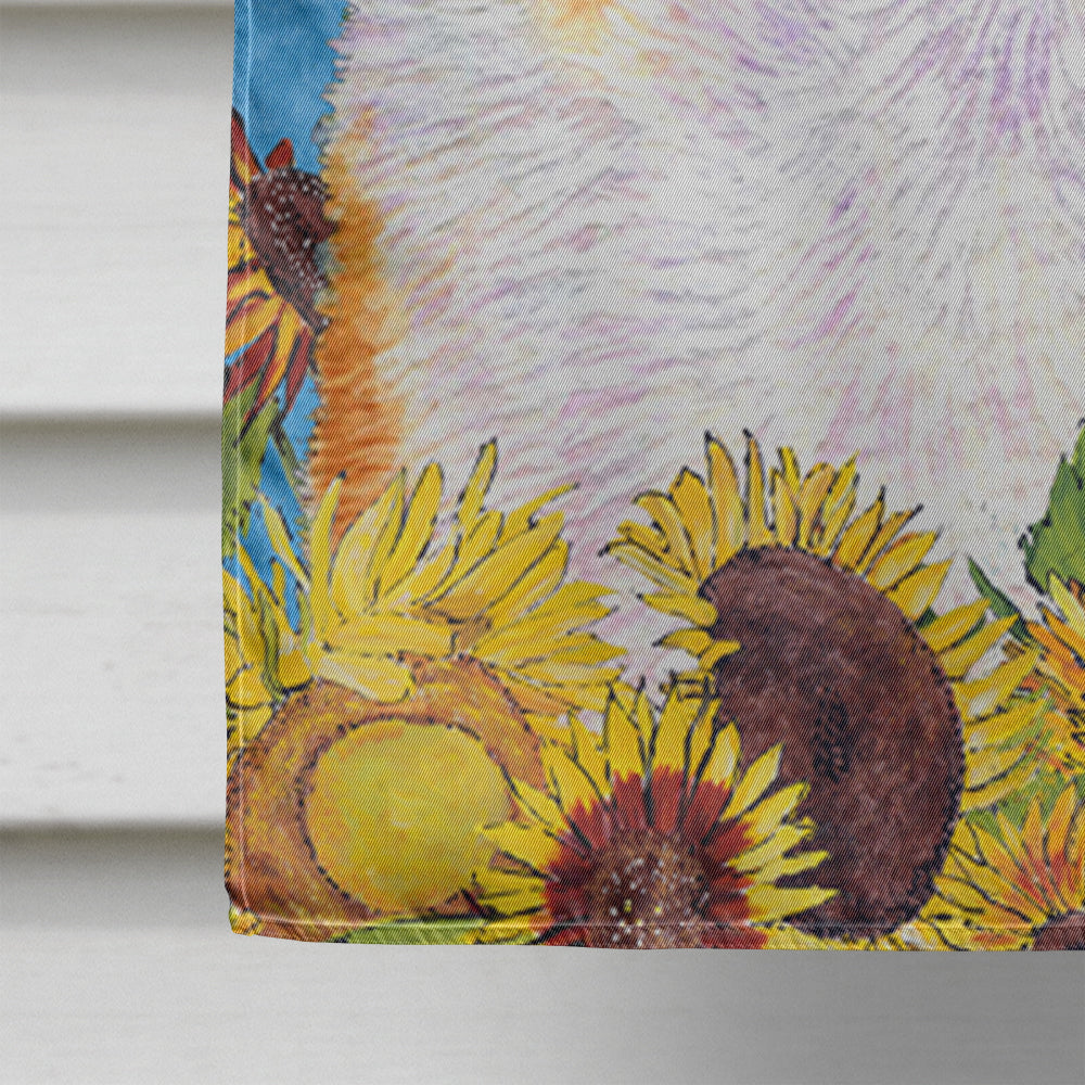 Collie Smooth in Summer Flowers House Flag 28x40 Porch Sleeve Pole Decorative Outside Yard Banner Artwork Wall Hanging, Polyester