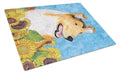 Collie Smooth in Summer Flowers Cutting Board Tempered Glass Kitchen Cutting Surface, Heat Resistant Chopping, Non-Slip Feet, Food Prep & Serving