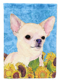 Chihuahua in Summer Flowers House Flag 28x40 Porch Sleeve Pole Decorative Outside Yard Banner Artwork Wall Hanging, Polyester