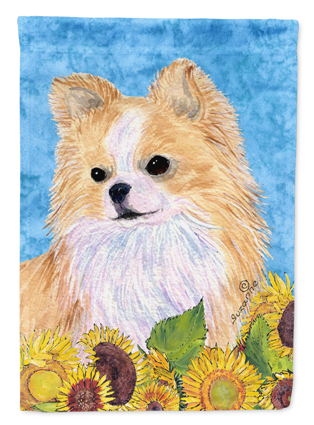Chihuahua in Summer Flowers House Flag 28x40 Porch Sleeve Pole Decorative Outside Yard Banner Artwork Wall Hanging, Polyester