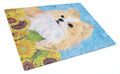 Chihuahua in Summer Flowers Cutting Board Tempered Glass Kitchen Cutting Surface, Heat Resistant Chopping, Non-Slip Feet, Food Prep & Serving