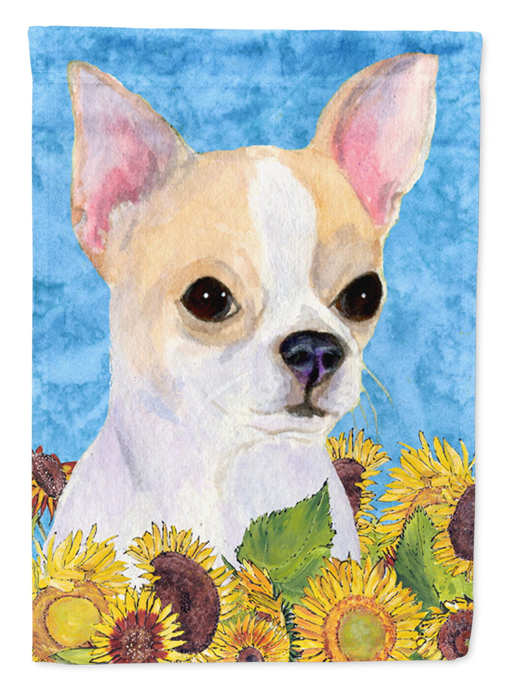 Chihuahua in Summer Flowers House Flag 28x40 Porch Sleeve Pole Decorative Outside Yard Banner Artwork Wall Hanging, Polyester