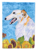 Borzoi in Summer Flowers House Flag 28x40 Porch Sleeve Pole Decorative Outside Yard Banner Artwork Wall Hanging, Polyester