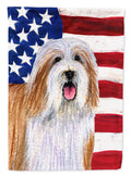 USA American Flag with Bearded Collie House Flag 28x40 Porch Sleeve Pole Decorative Outside Yard Banner Artwork Wall Hanging, Polyester