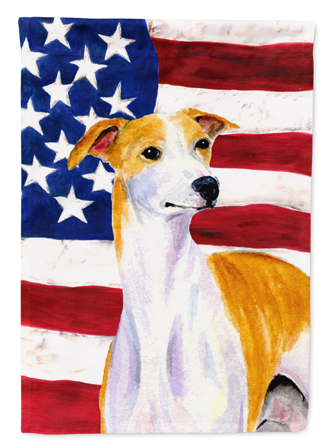 USA American Flag with Whippet House Flag 28x40 Porch Sleeve Pole Decorative Outside Yard Banner Artwork Wall Hanging, Polyester