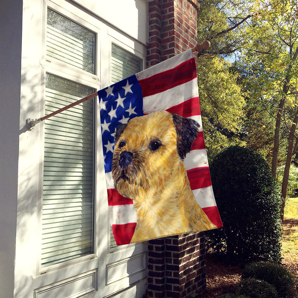 USA American Flag with Border Terrier House Flag 28x40 Porch Sleeve Pole Decorative Outside Yard Banner Artwork Wall Hanging, Polyester