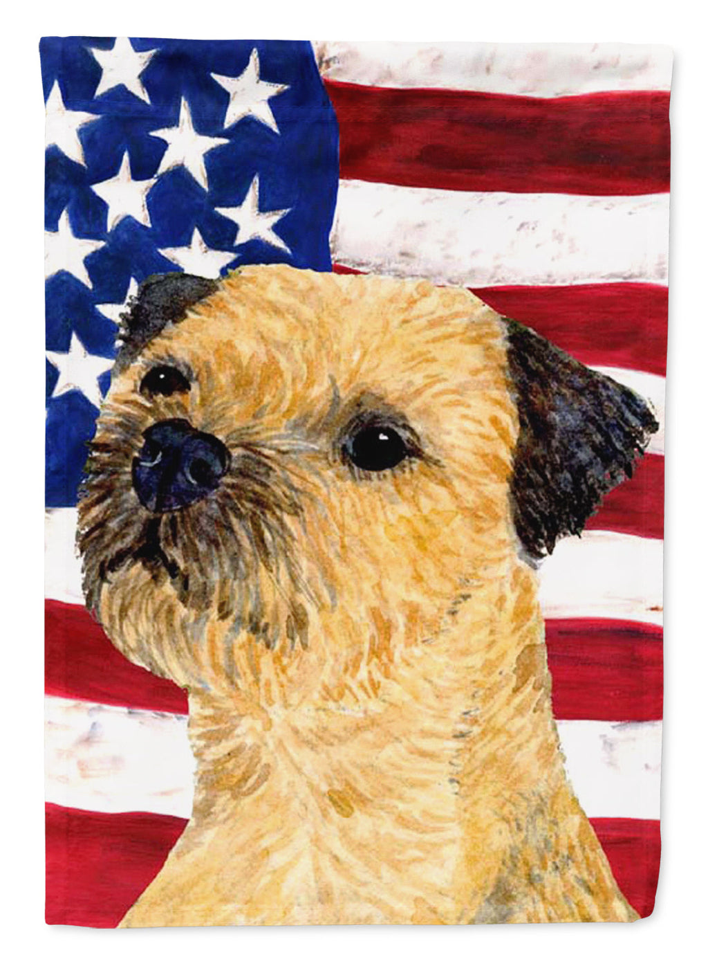 USA American Flag with Border Terrier House Flag 28x40 Porch Sleeve Pole Decorative Outside Yard Banner Artwork Wall Hanging, Polyester