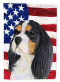 USA American Flag with Cavalier Spaniel House Flag 28x40 Porch Sleeve Pole Decorative Outside Yard Banner Artwork Wall Hanging, Polyester