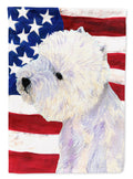 USA American Flag with Westie House Flag 28x40 Porch Sleeve Pole Decorative Outside Yard Banner Artwork Wall Hanging, Polyester