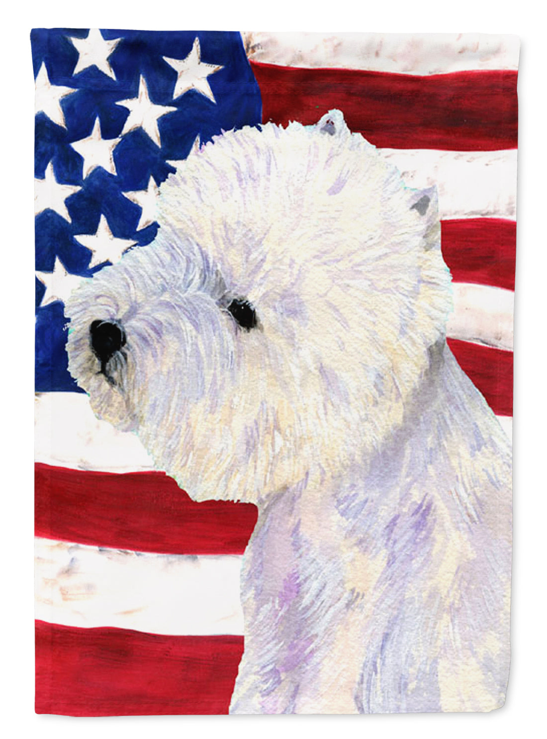 USA American Flag with Westie House Flag 28x40 Porch Sleeve Pole Decorative Outside Yard Banner Artwork Wall Hanging, Polyester