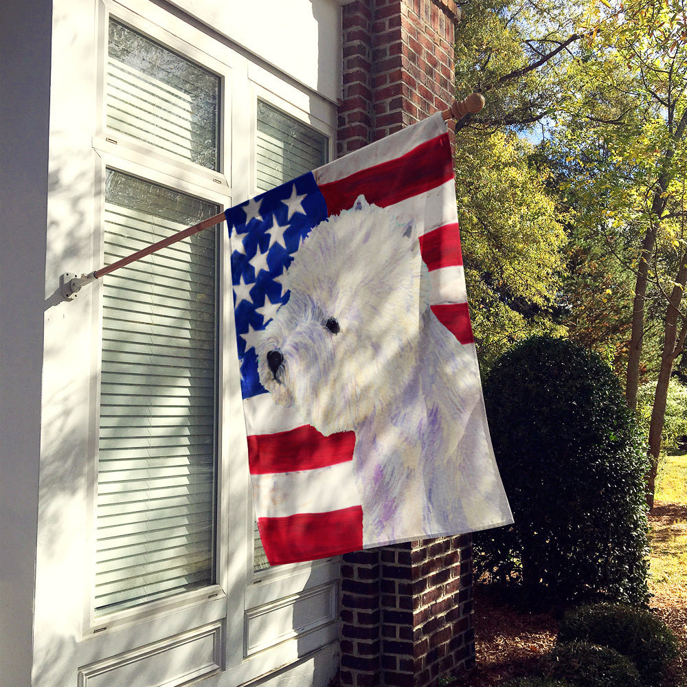 USA American Flag with Westie House Flag 28x40 Porch Sleeve Pole Decorative Outside Yard Banner Artwork Wall Hanging, Polyester