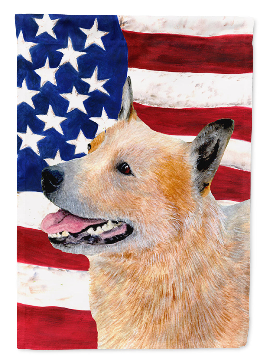 USA American Flag with Australian Cattle Dog House Flag 28x40 Porch Sleeve Pole Decorative Outside Yard Banner Artwork Wall Hanging, Polyester