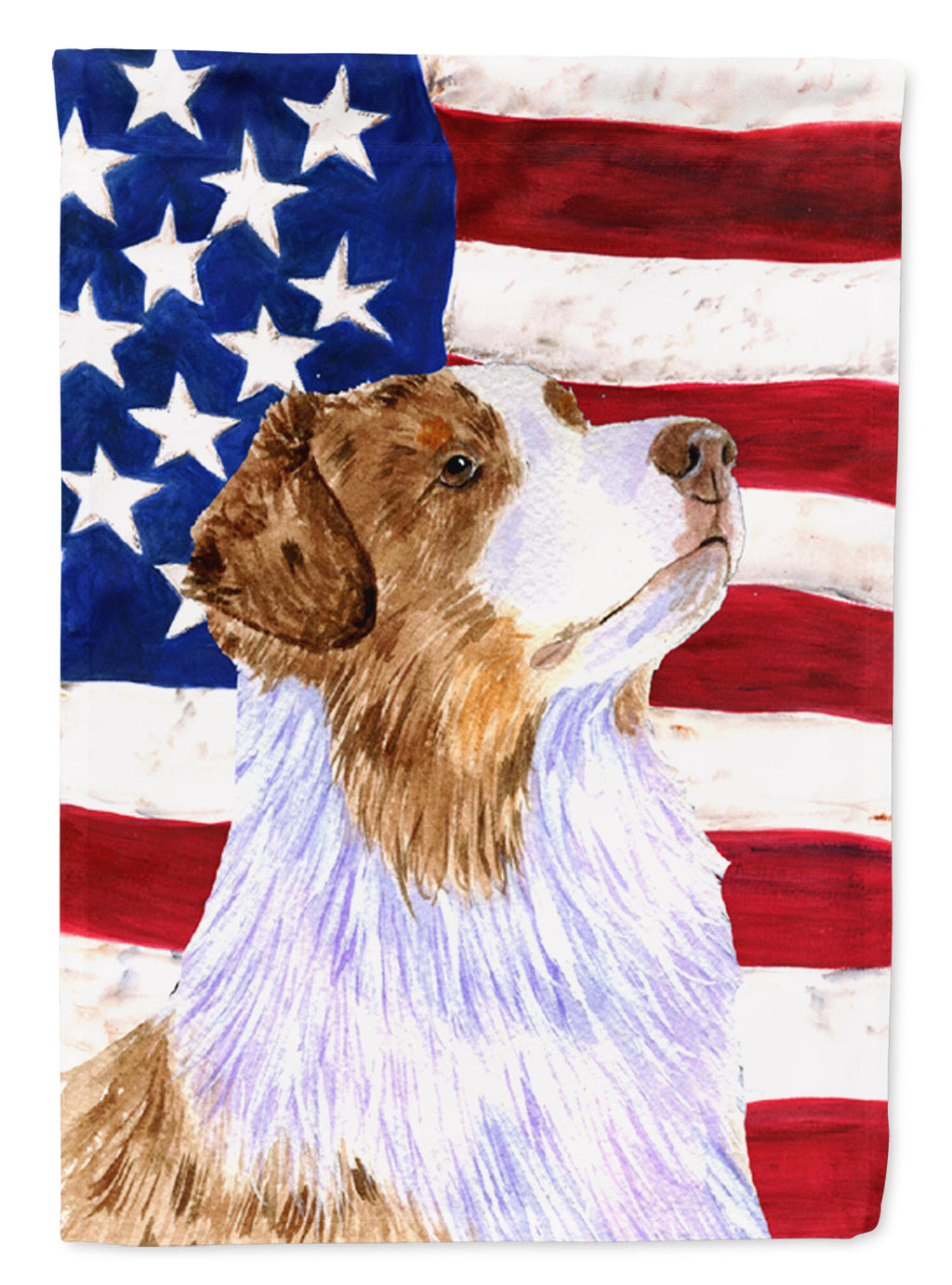 USA American Flag with Australian Shepherd House Flag 28x40 Porch Sleeve Pole Decorative Outside Yard Banner Artwork Wall Hanging, Polyester