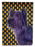 Skye Terrier Candy Corn Halloween Portrait House Flag 28x40 Porch Sleeve Pole Decorative Outside Yard Banner Artwork Wall Hanging, Polyester