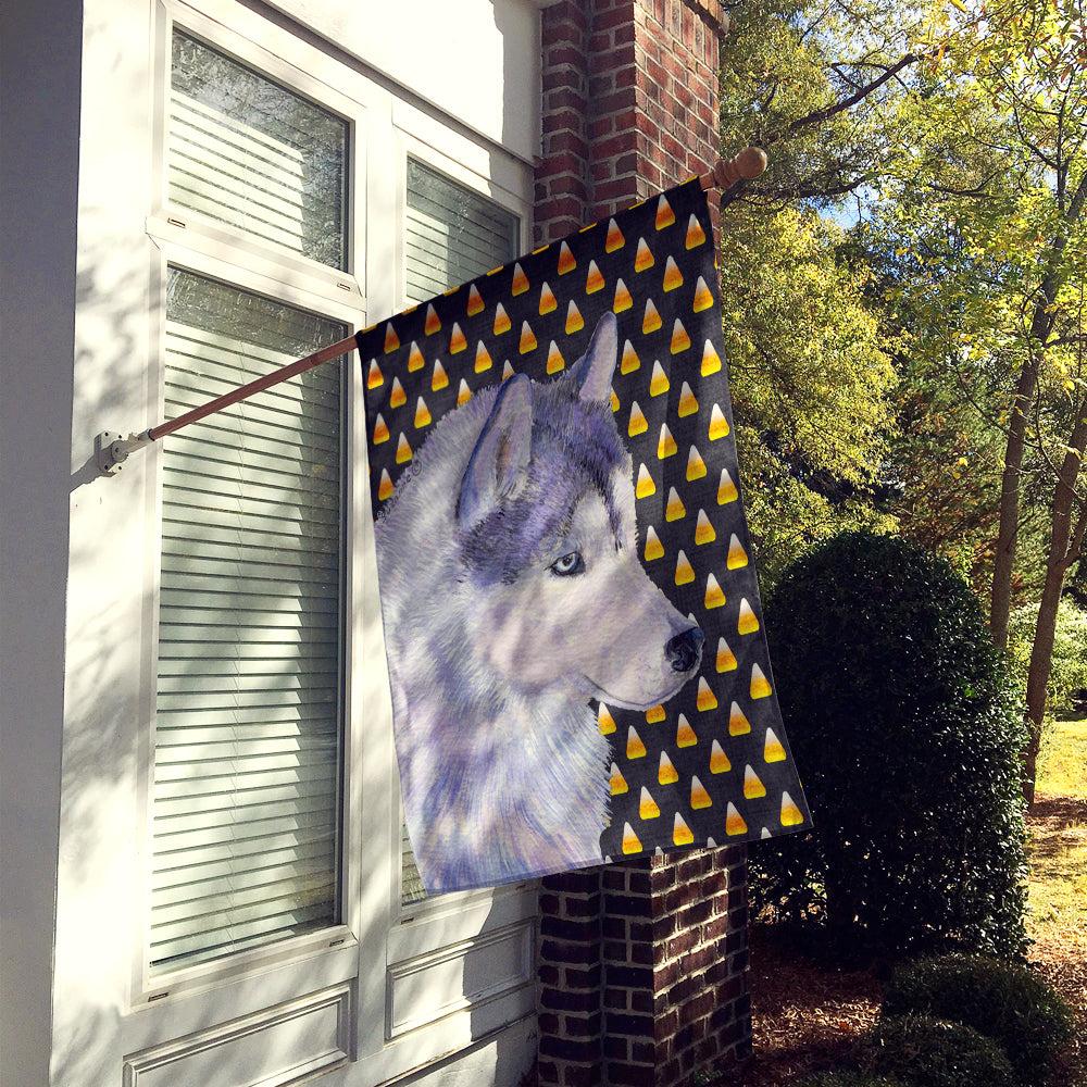 Siberian Husky Candy Corn Halloween Portrait House Flag 28x40 Porch Sleeve Pole Decorative Outside Yard Banner Artwork Wall Hanging, Polyester