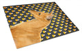 Min Pin Candy Corn Halloween Portrait Cutting Board Tempered Glass Kitchen Cutting Surface, Heat Resistant Chopping, Non-Slip Feet, Food Prep & Serving